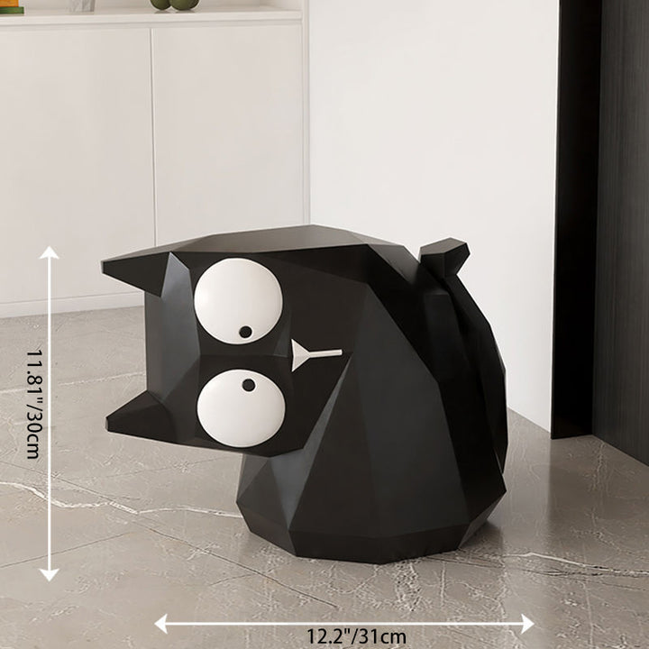 Pieza decorativa contemporánea de mesa auxiliar de resina con gato negro para sala de estar y dormitorio 