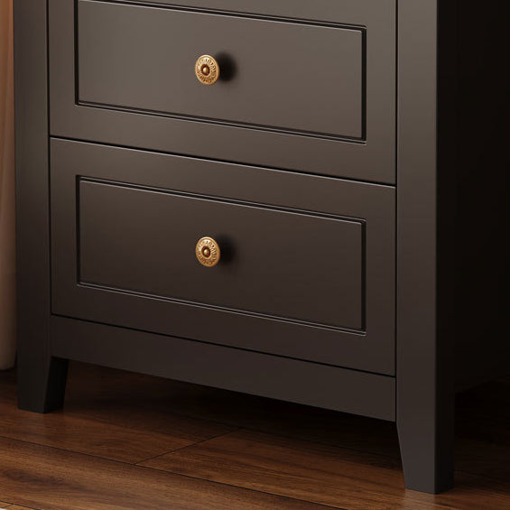 Mesita de noche rectangular contemporánea retro de madera de caucho, contrachapado y madera de pino con 2 cajones para almacenamiento junto a la cama 