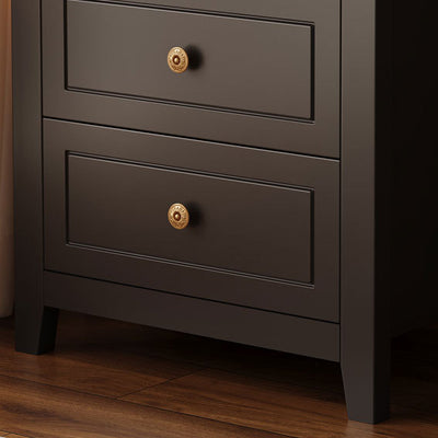 Contemporary Retro Solid Wood Rectangular Nightstand 2-Drawers For Bedside Storage