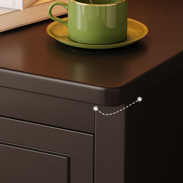 Mesita de noche rectangular contemporánea retro de madera de caucho, contrachapado y madera de pino con 2 cajones para almacenamiento junto a la cama 