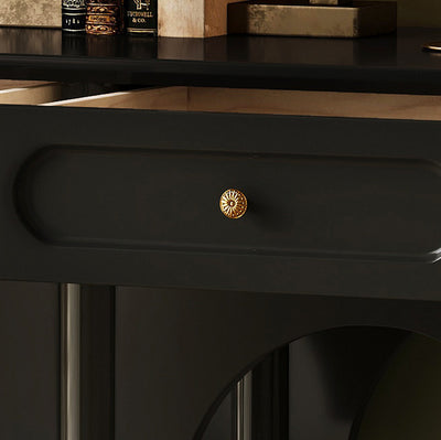 Traditional French Solid Wood & Metal Arched Roman Column Console Table With 3 Drawers & 2-Tier Storage For Entryway