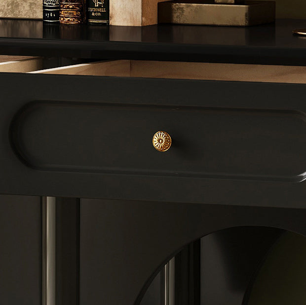 Traditional French Solid Wood & Metal Arched Roman Column Console Table With 3 Drawers & 2-Tier Storage For Entryway