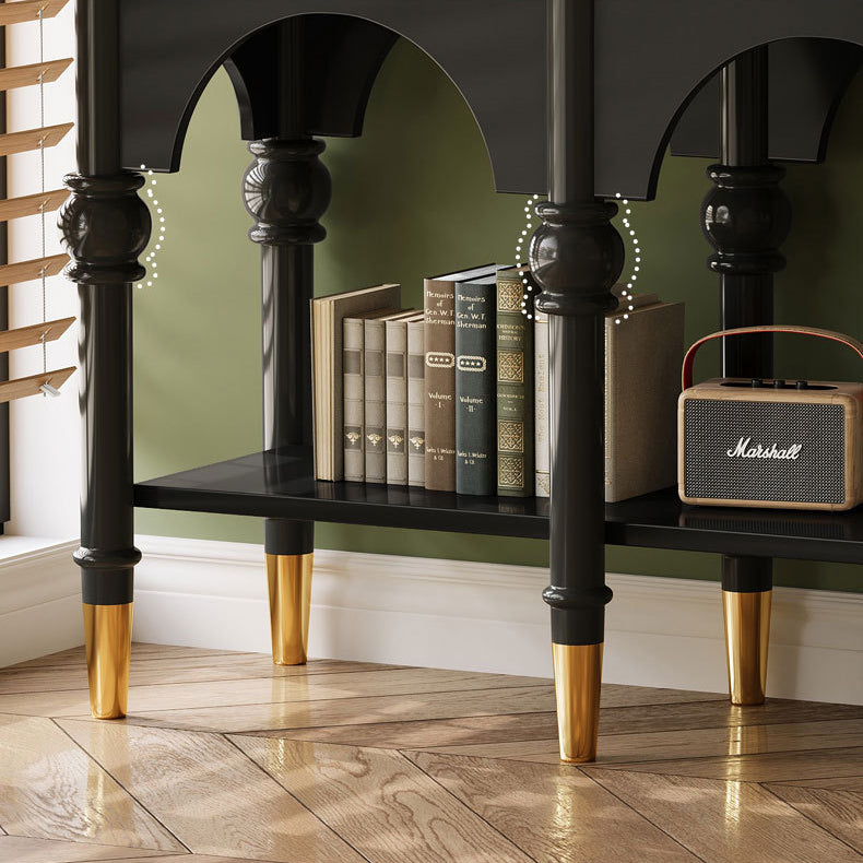 Traditional French Rubberwood Metal Plywood Arched Roman Column Console Table With 3 Drawers &amp; 2-Tier Storage For Entryway