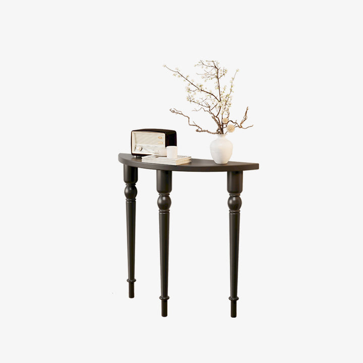 Mesa Consola de Madera Francesa Tradicional con Columna Romana de Medio Redondo y Diseño Simétrico para Entrada 