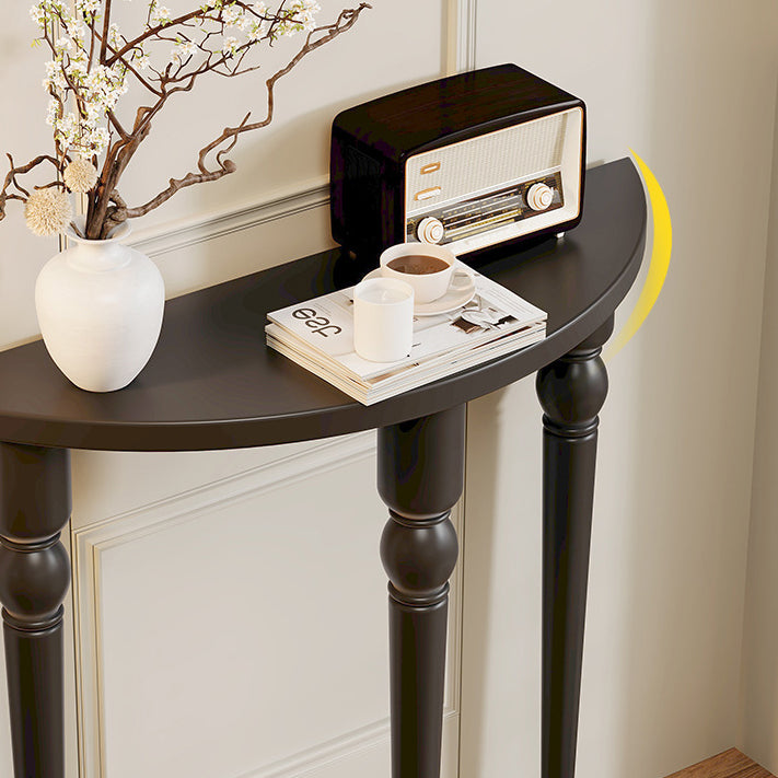 Traditional French Wood Roman Column Half-Round Console Table With Symmetrical Design For Entryway