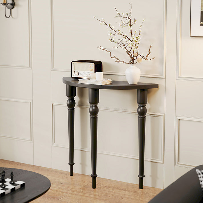 Traditional French Wood Roman Column Half-Round Console Table With Symmetrical Design For Entryway