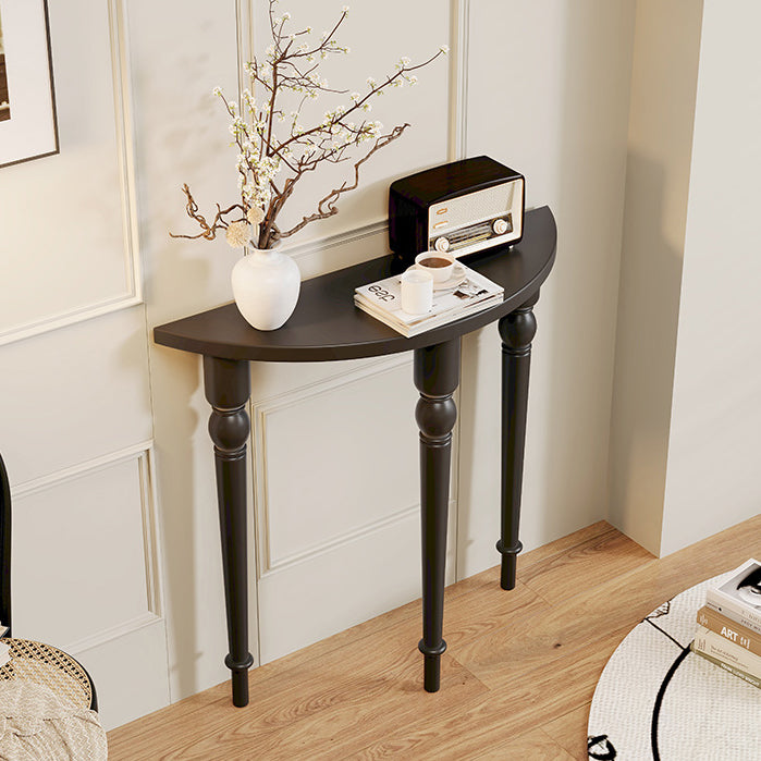 Traditional French Wood Roman Column Half-Round Console Table With Symmetrical Design For Entryway