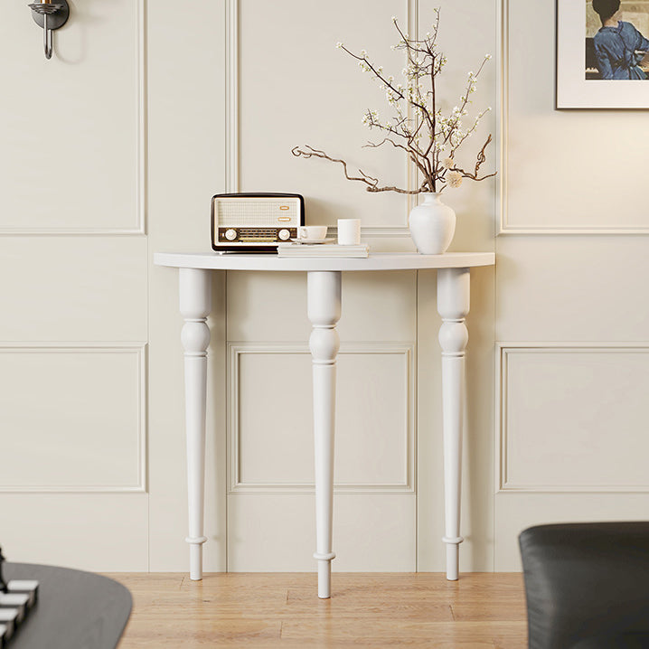 Traditional French Wood Roman Column Half-Round Console Table With Symmetrical Design For Entryway