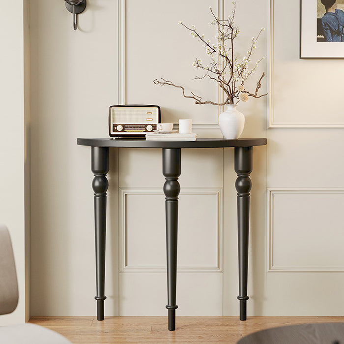 Traditional French Wood Roman Column Half-Round Console Table With Symmetrical Design For Entryway