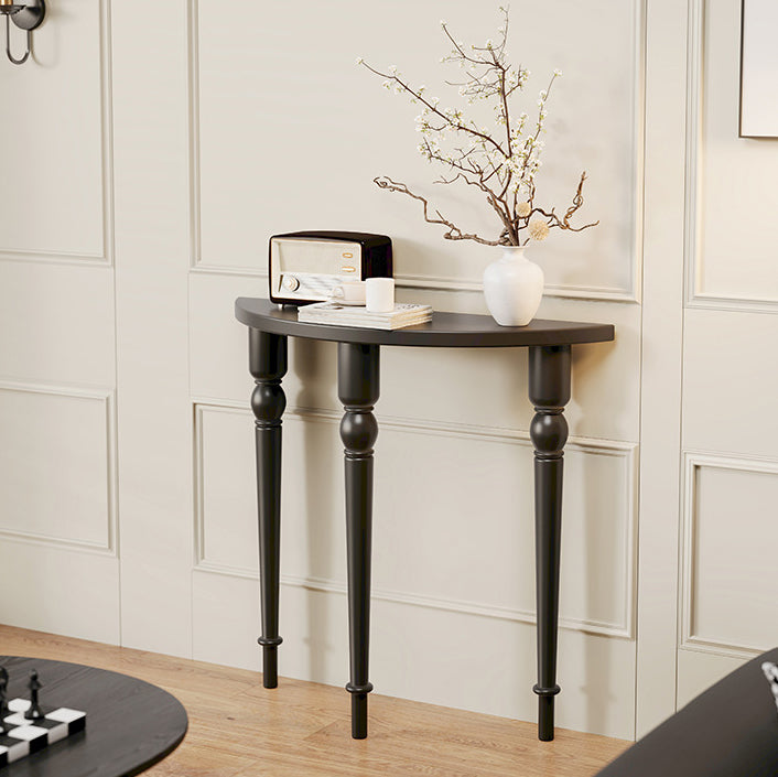 Traditional French Wood Roman Column Half-Round Console Table With Symmetrical Design For Entryway