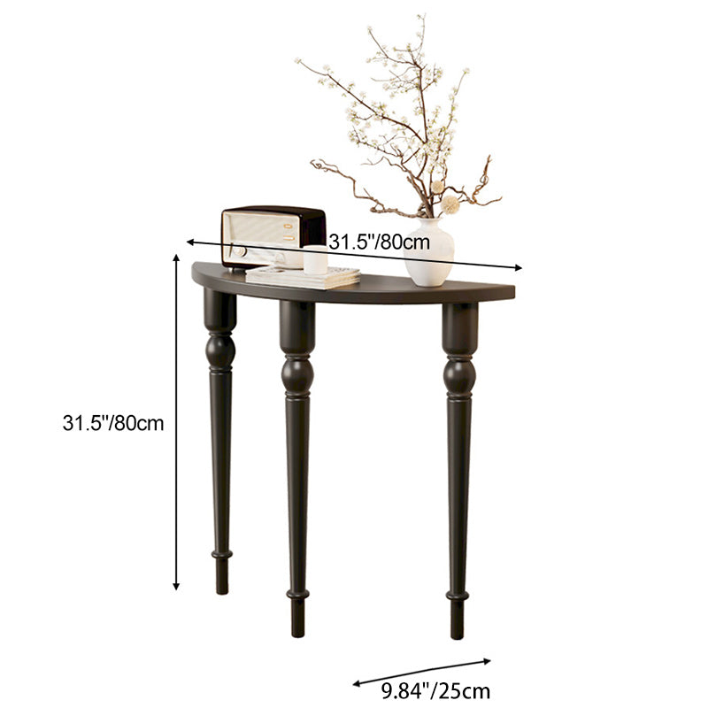 Traditional French Wood Roman Column Half-Round Console Table With Symmetrical Design For Entryway