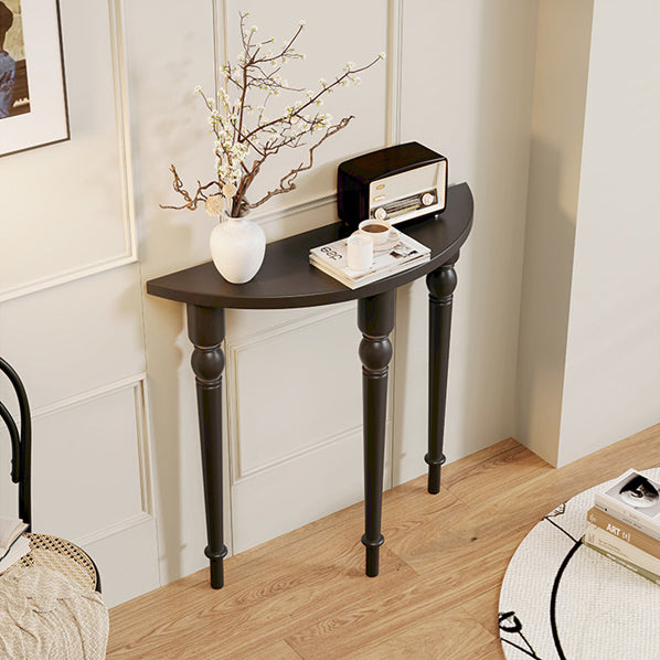 Mesa Consola de Madera Francesa Tradicional con Columna Romana de Medio Redondo y Diseño Simétrico para Entrada 