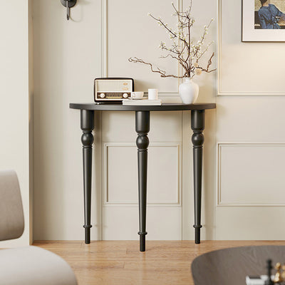 Traditional French Wood Roman Column Half-Round Console Table With Symmetrical Design For Entryway