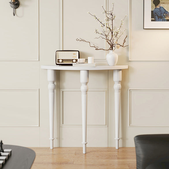 Traditional French Wood Roman Column Half-Round Console Table With Symmetrical Design For Entryway