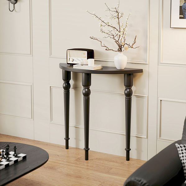 Traditional French Wood Roman Column Half-Round Console Table With Symmetrical Design For Entryway