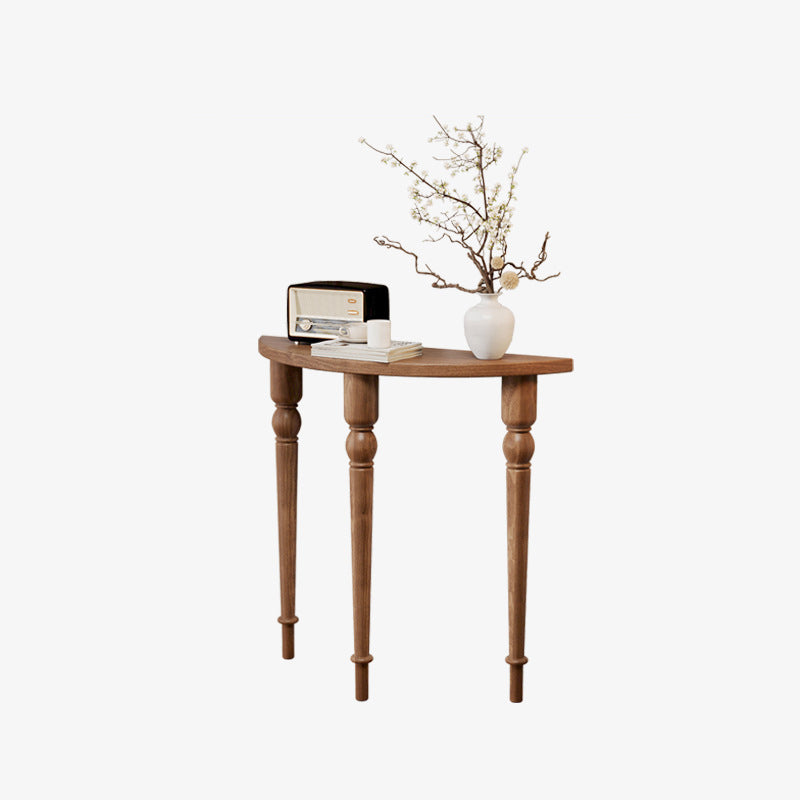Mesa Consola de Madera Francesa Tradicional con Columna Romana de Medio Redondo y Diseño Simétrico para Entrada 