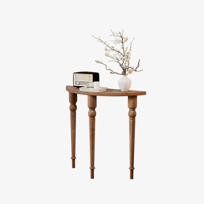 Traditional French Wood Roman Column Half-Round Console Table With Symmetrical Design For Entryway