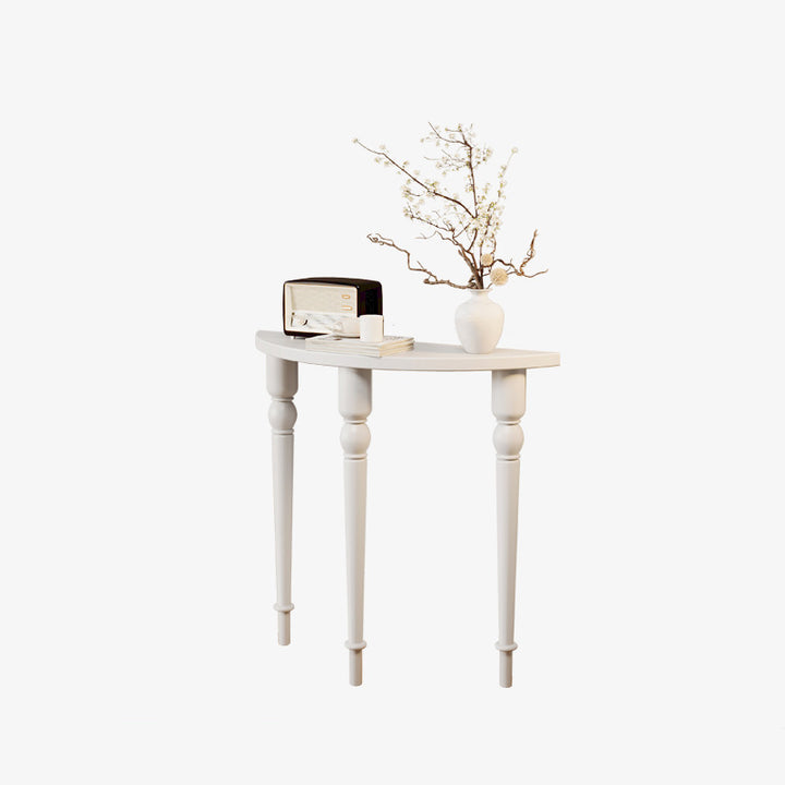 Mesa Consola de Madera Francesa Tradicional con Columna Romana de Medio Redondo y Diseño Simétrico para Entrada 