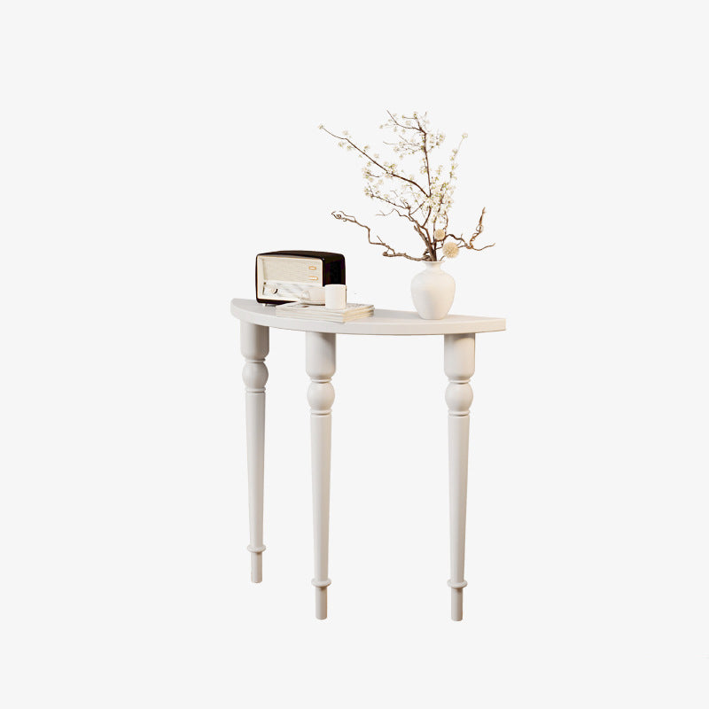 Traditional French Wood Roman Column Half-Round Console Table With Symmetrical Design For Entryway