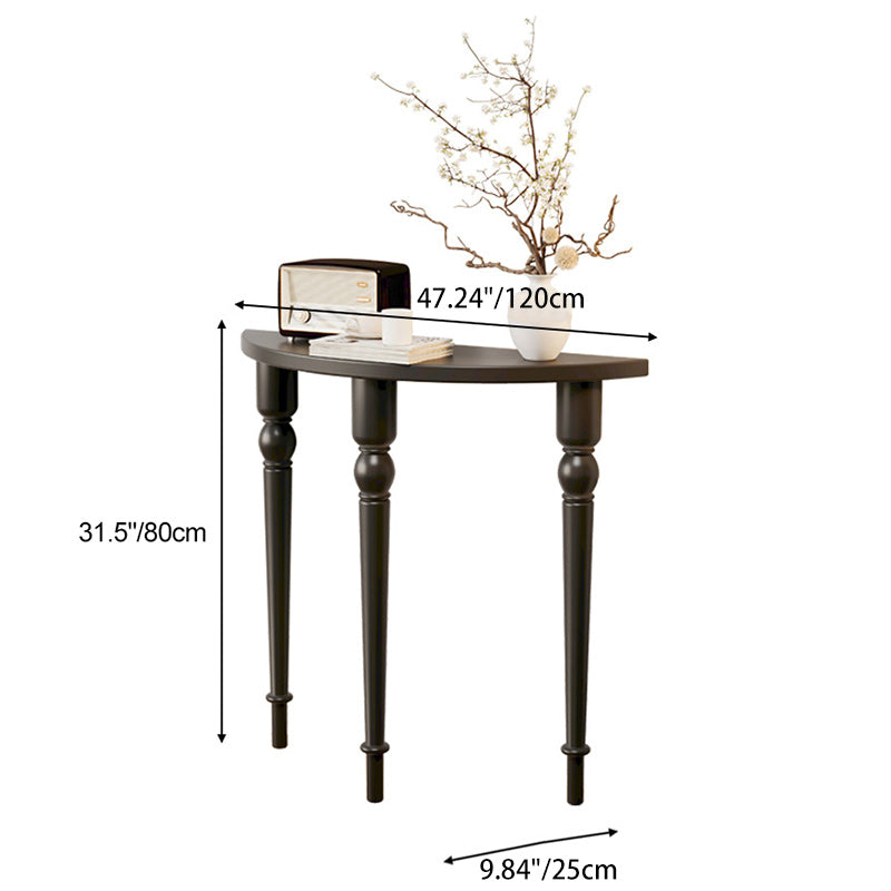 Traditional French Wood Roman Column Half-Round Console Table With Symmetrical Design For Entryway