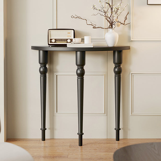 Traditional French Wood Roman Column Half-Round Console Table With Symmetrical Design For Entryway