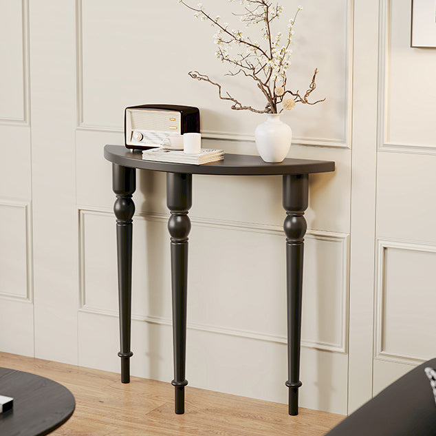 Traditional French Wood Roman Column Half-Round Console Table With Symmetrical Design For Entryway