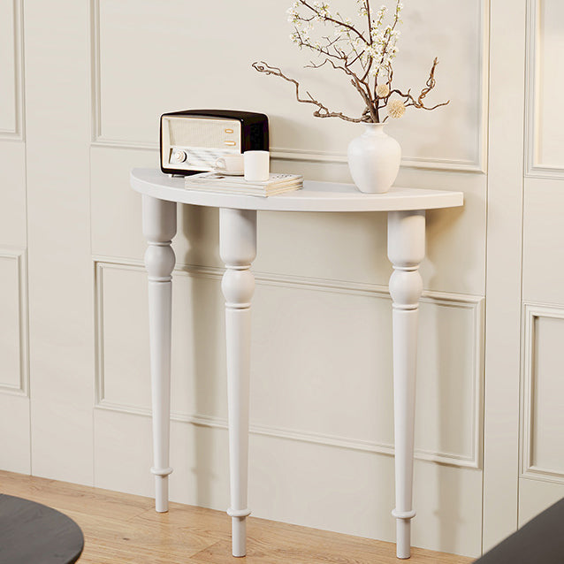 Traditional French Wood Roman Column Half-Round Console Table With Symmetrical Design For Entryway