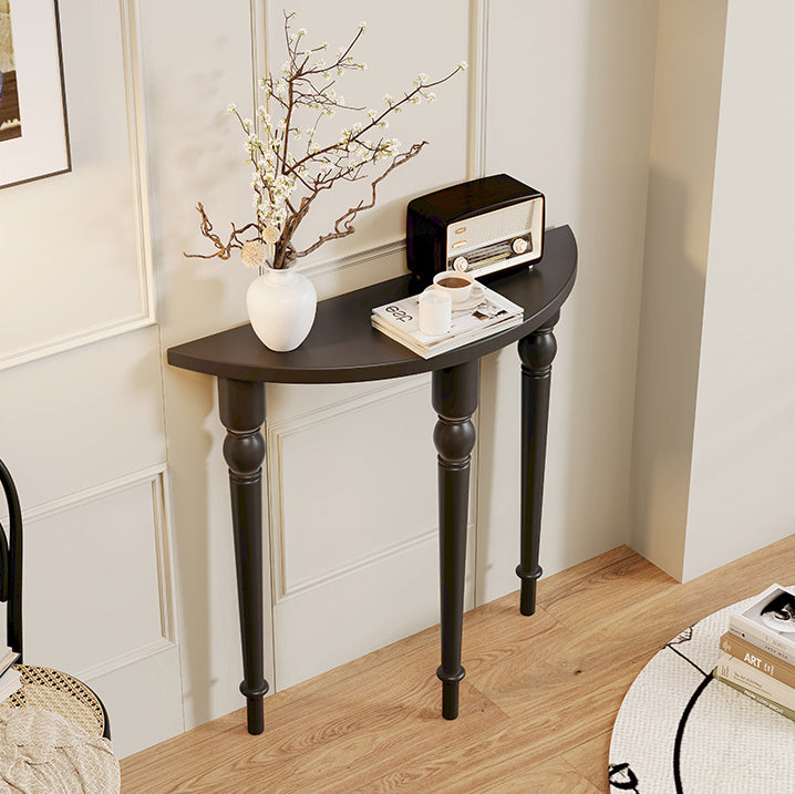 Traditional French Wood Roman Column Half-Round Console Table With Symmetrical Design For Entryway