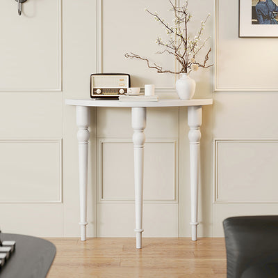Traditional French Wood Roman Column Half-Round Console Table With Symmetrical Design For Entryway