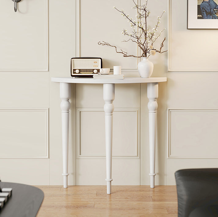 Traditional French Wood Roman Column Half-Round Console Table With Symmetrical Design For Entryway