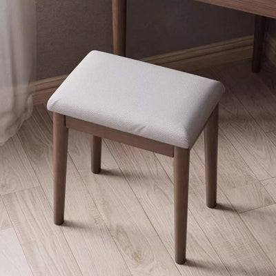 Contemporary Nordic Solid Wood Triangular Makeup Vanity & Stool Set With Mirror And Storage For Bedroom