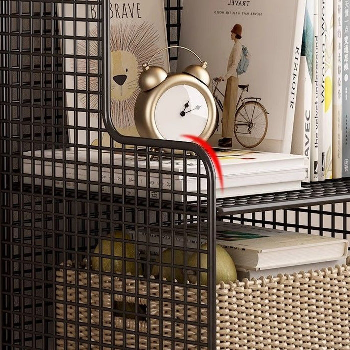 Modern Minimalist Iron Square Side Cabinet Nightstand With 4 Tiers For Living Room And Bedroom