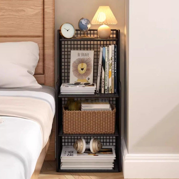Modern Minimalist Iron Square Side Cabinet Nightstand With 4 Tiers For Living Room And Bedroom