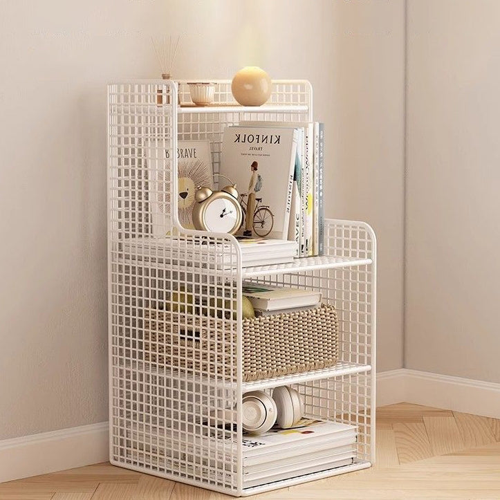 Modern Minimalist Iron Square Side Cabinet Nightstand With 4 Tiers For Living Room And Bedroom