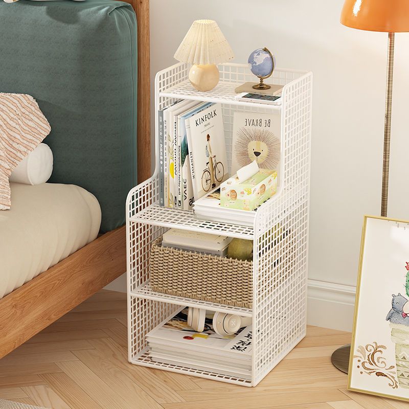 Modern Minimalist Iron Square Side Cabinet Nightstand With 4 Tiers For Living Room And Bedroom