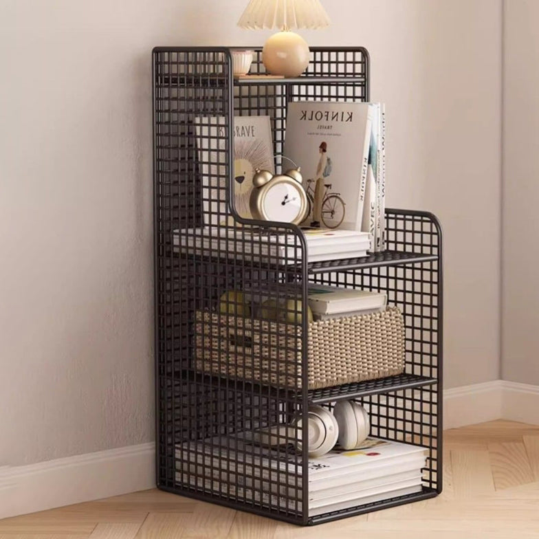 Modern Minimalist Iron Square Side Cabinet Nightstand With 4 Tiers For Living Room And Bedroom
