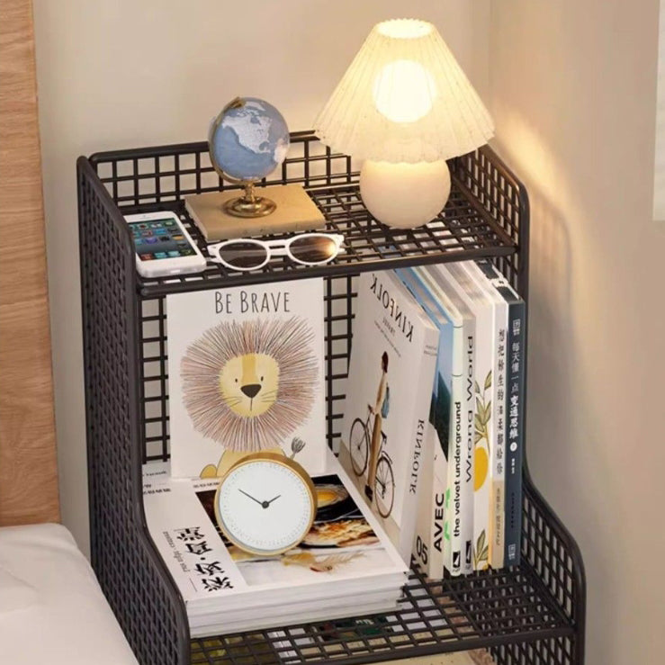 Modern Minimalist Iron Square Side Cabinet Nightstand With 4 Tiers For Living Room And Bedroom