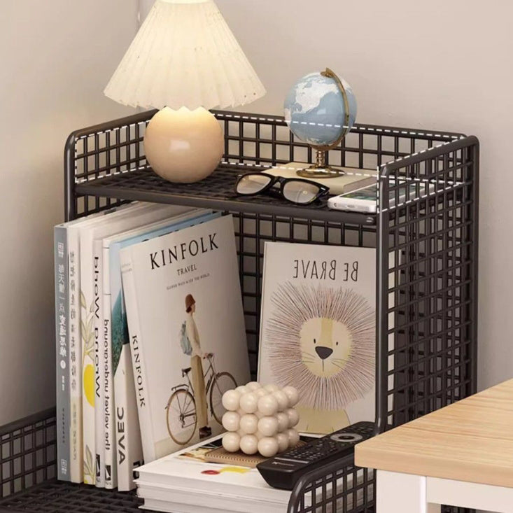Modern Minimalist Iron Square Side Cabinet Nightstand With 4 Tiers For Living Room And Bedroom