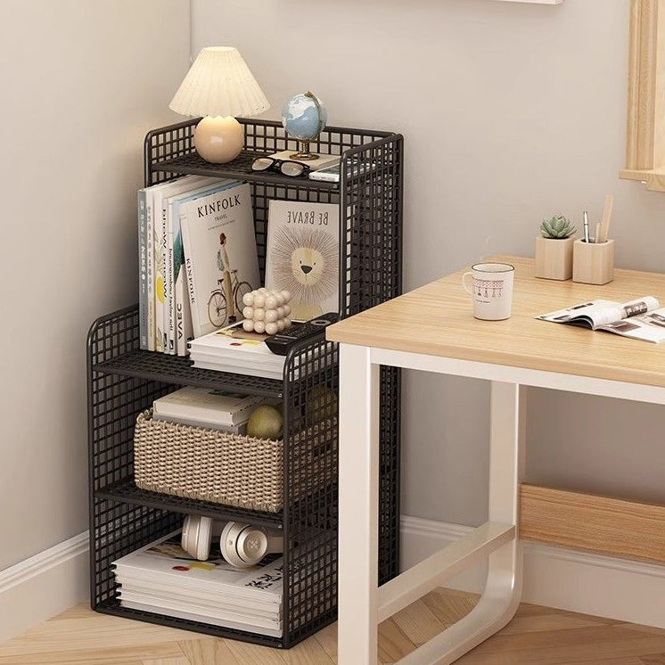 Modern Minimalist Iron Square Side Cabinet Nightstand With 4 Tiers For Living Room And Bedroom