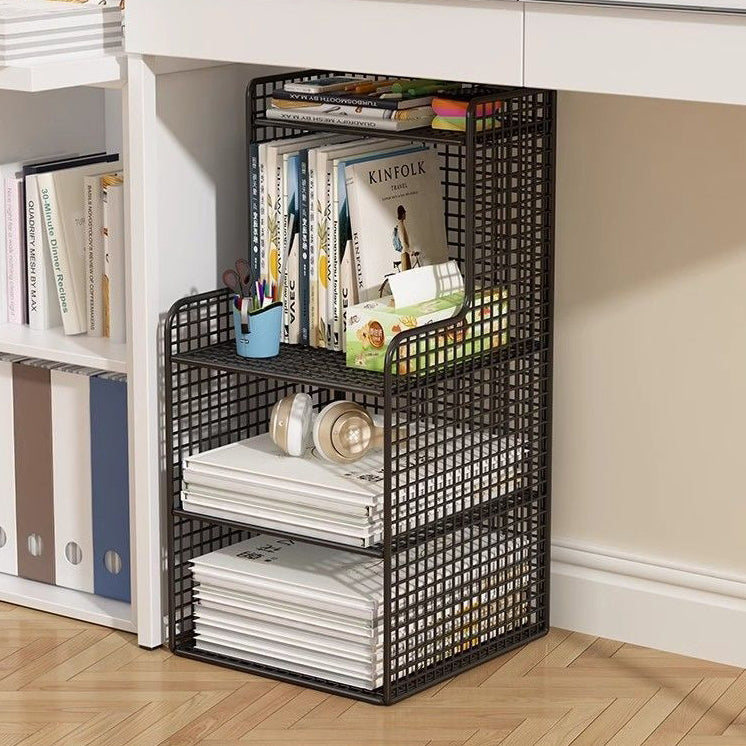 Modern Minimalist Iron Square Side Cabinet Nightstand With 4 Tiers For Living Room And Bedroom