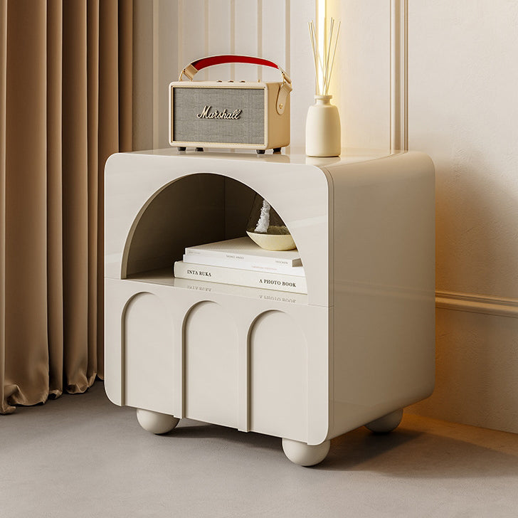Traditional French Plywood Solid Wood Rectangular Arch Design Nightstand 1 Drawer Storage For Bedroom