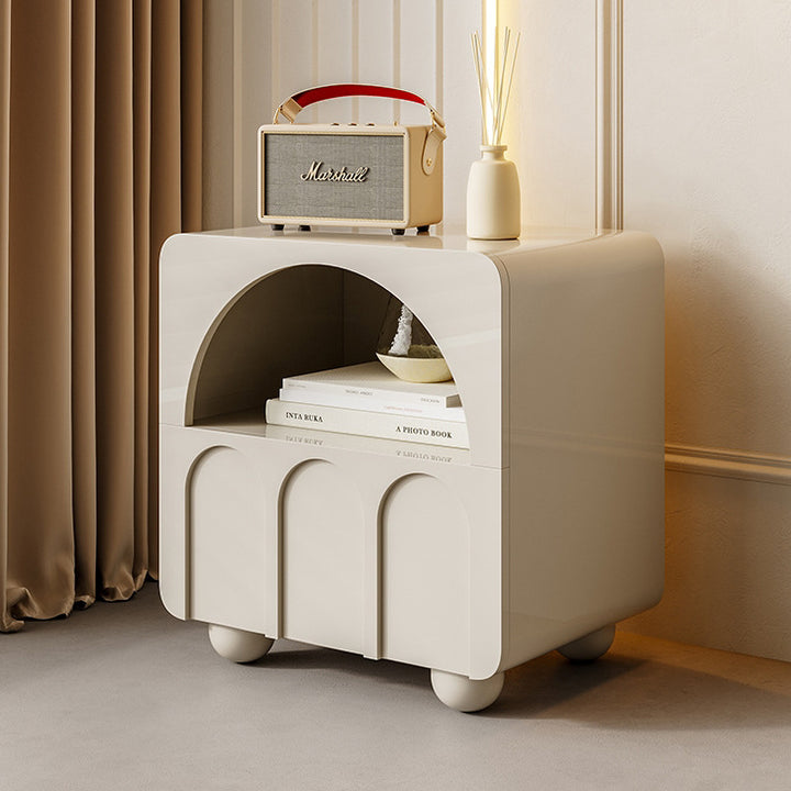 Traditional French Plywood Solid Wood Rectangular Arch Design Nightstand 1 Drawer Storage For Bedroom
