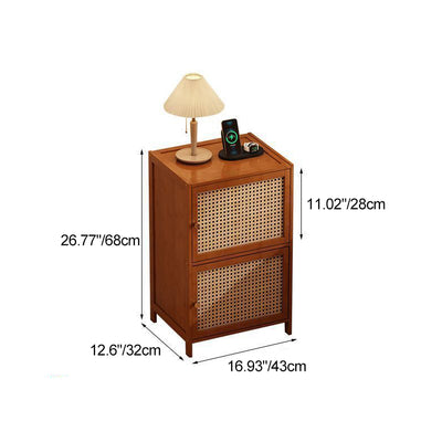 Zeitgenössischer Retro-Nachttisch aus Bambusfaserplatte und Glas mit rechteckiger Form, 2 Aufbewahrungsschränke für das Schlafzimmer 