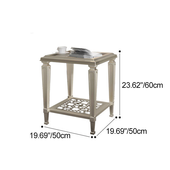 Table basse rectangulaire en verre creux en bois de hêtre nordique contemporain avec 2 niveaux pour salon 