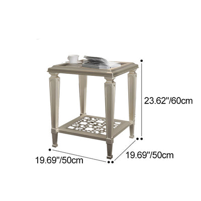 Contemporary Nordic Beech Wood Glass Hollow Square Rectangular Coffee Table With 2 Tiers For Living Room