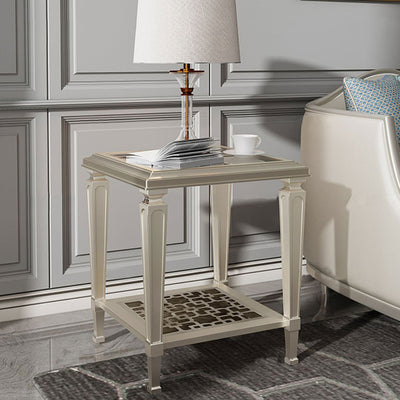 Contemporary Nordic Beech Wood Glass Hollow Square Rectangular Coffee Table With 2 Tiers For Living Room