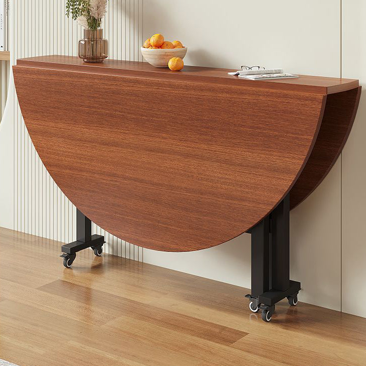 Mesa de comedor redonda plegable y móvil de tablero de partículas y acero al carbono de estilo minimalista moderno para 3/5/6/8/10 plazas 