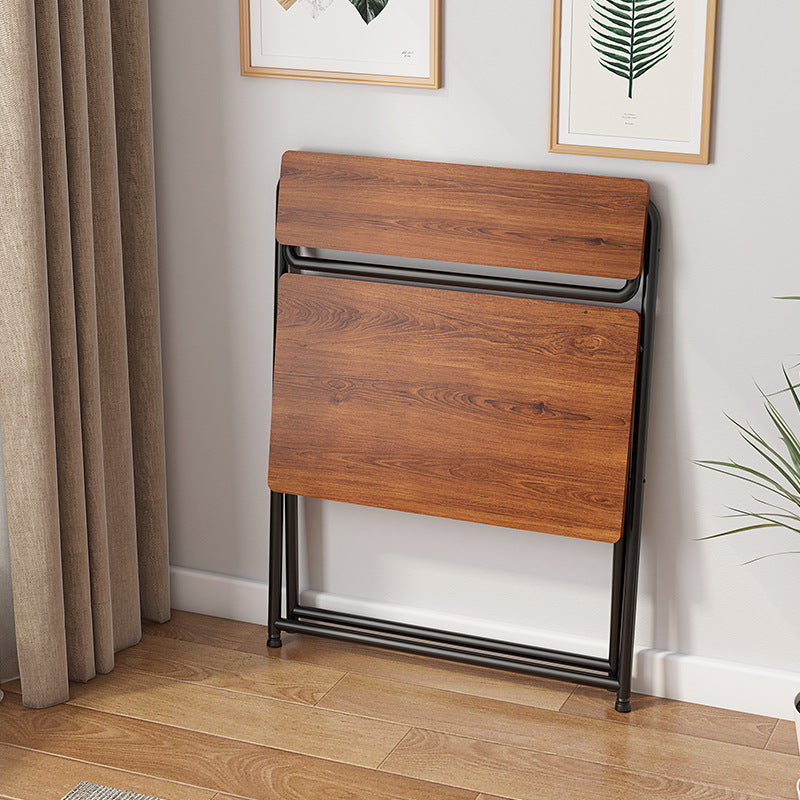 Modern Minimalist Panel & Carbon Steel Rectangular Foldable Desk With 2 Tiers For Home Office And Study