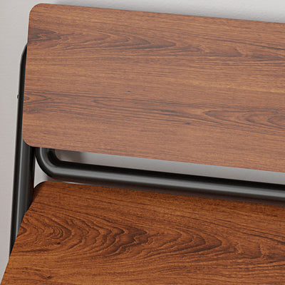 Modern Minimalist Panel & Carbon Steel Rectangular Foldable Desk With 2 Tiers For Home Office And Study
