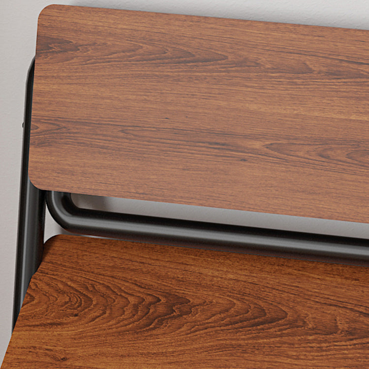 Modern Minimalist Panel & Carbon Steel Rectangular Foldable Desk With 2 Tiers For Home Office And Study
